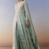 Blue Slit Anarkali Palazzo Set with Sequin Work