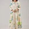Green Hand Block Print Anarkali With Gotta Lace Work