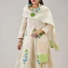 Green Hand Block Print Anarkali With Gotta Lace Work