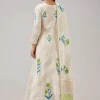 Green Hand Block Print Anarkali With Gotta Lace Work