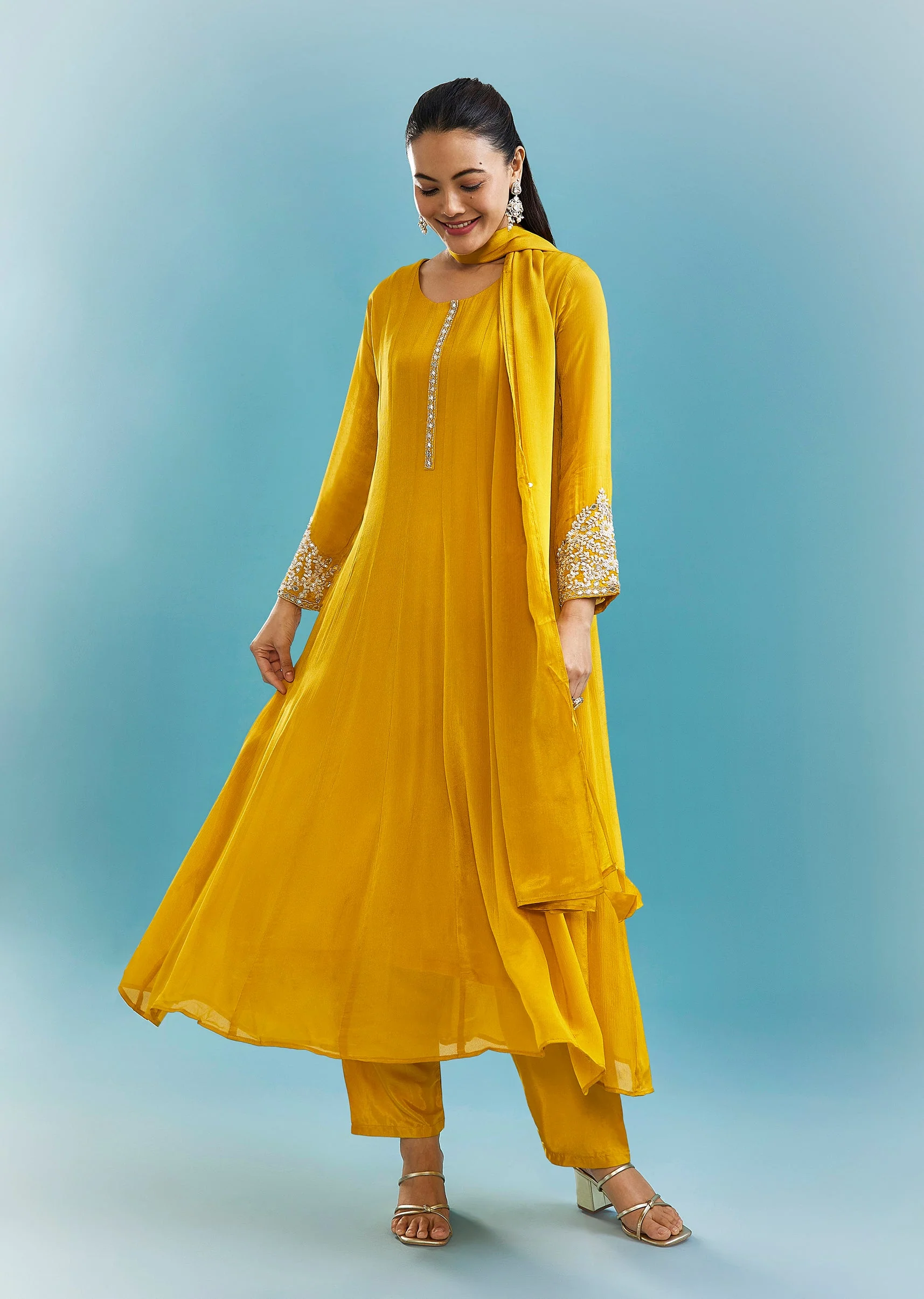 17735-yellow-anarkali-set-with-mirror-and-beads-work-1.webp Yellow Anarkali Set With Mirror And Beads Work