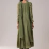 Green Moti Work Silk Embroidered Anarkali Set