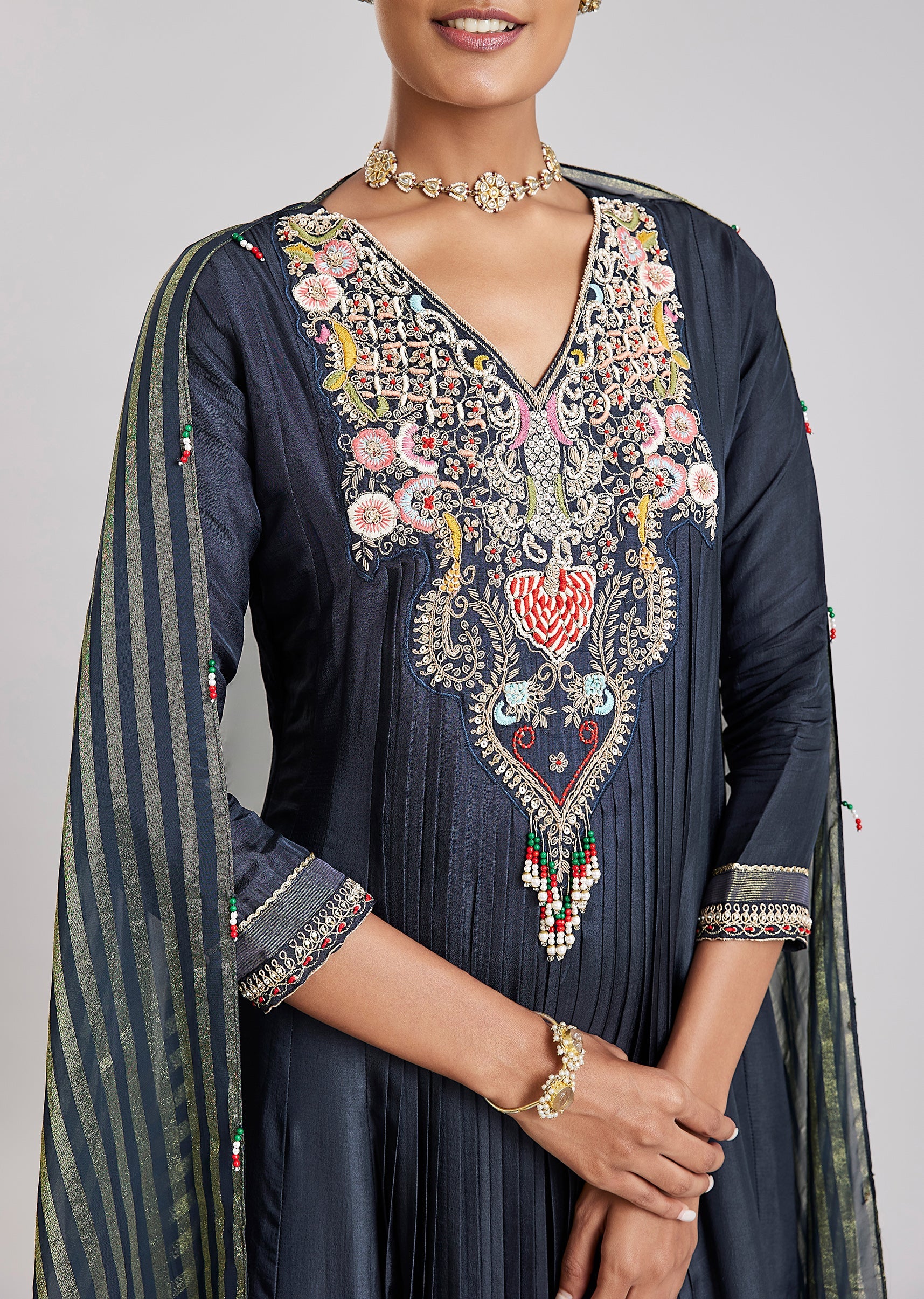 Blue Silk Anarkali