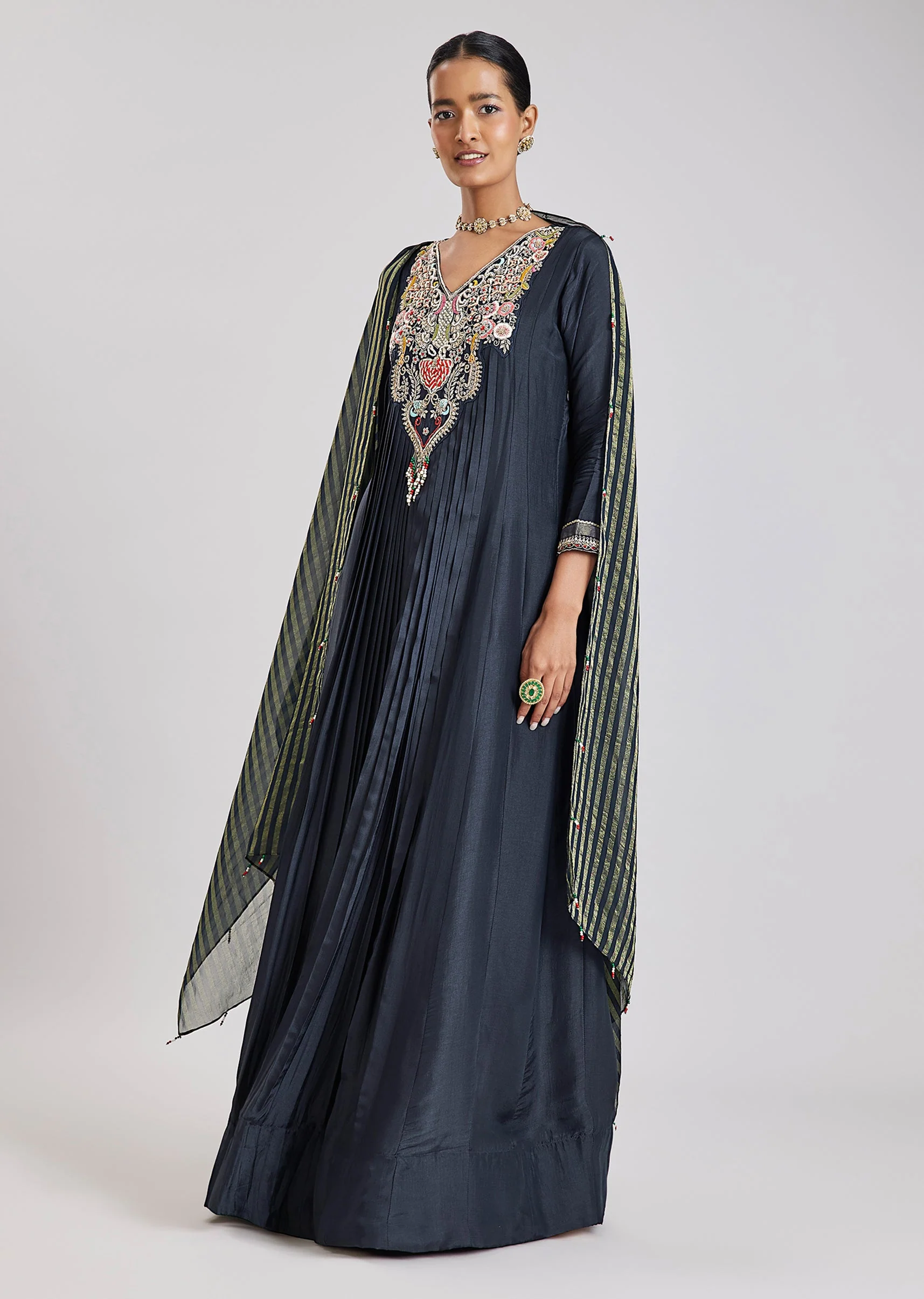 Blue Silk Anarkali
