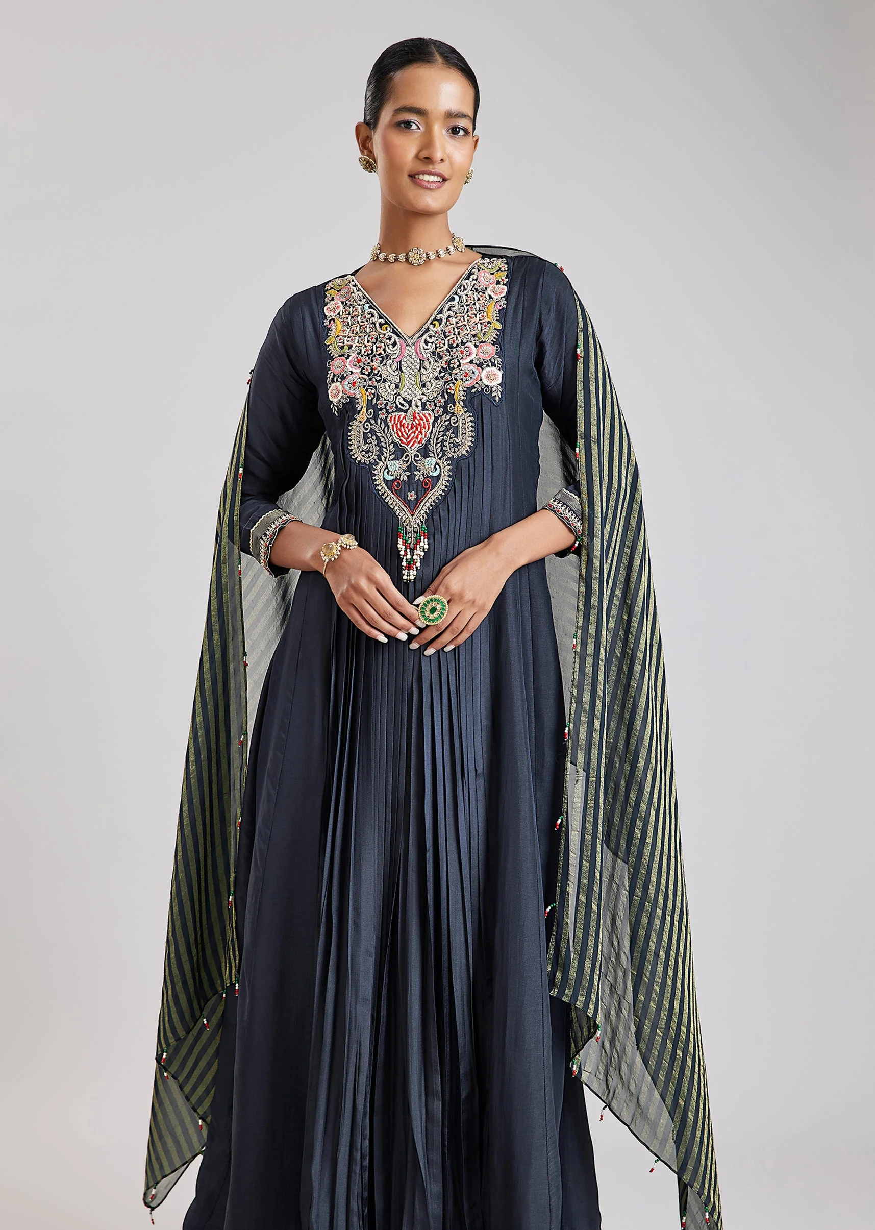 Blue Silk Anarkali