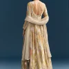 Grey Printed Chinon Anarkali Suit With Zari Work
