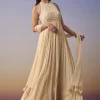Ivory Backless Anarkali with Dupatta