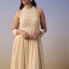 Ivory Backless Anarkali with Dupatta