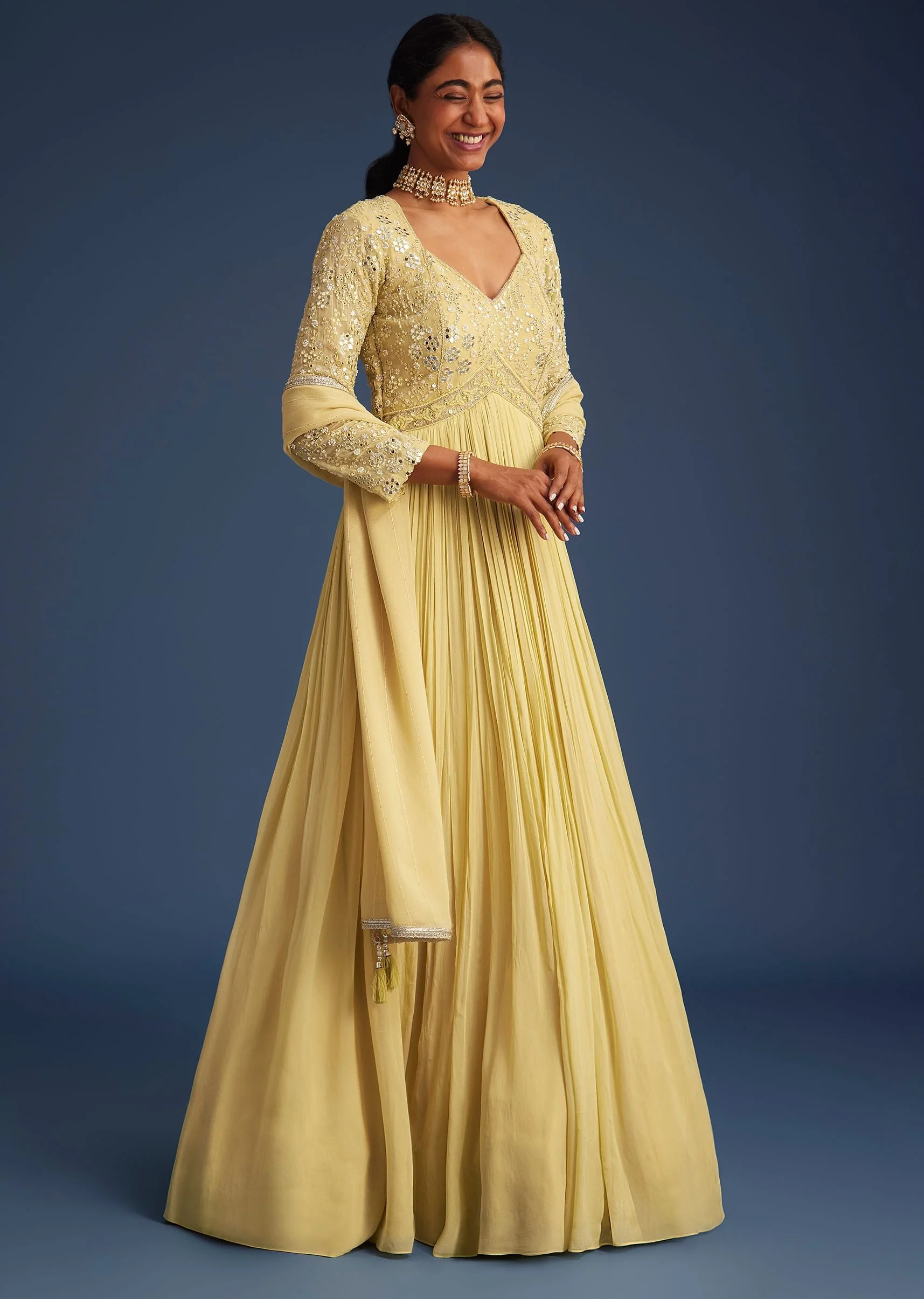17789-light-yellow-georgette-anarkali-with-mirror-and-sequin-work-1.webp Light Yellow Georgette Anarkali With Mirror And Sequin Work