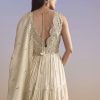 Cream Tissue Anarkali Suit With Zari Work
