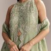 Mint Green Tissue Anarkali Suit With Cutdana And Beads Embroidery