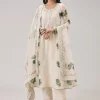 Green Hand Block Print With Lucknowi Work Anarkali