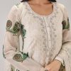 Green Hand Block Print With Lucknowi Work Anarkali