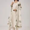 Green Hand Block Print With Lucknowi Work Anarkali