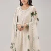 Green Hand Block Print With Lucknowi Work Anarkali