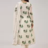 Green Hand Block Print With Lucknowi Work Anarkali