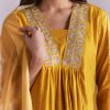 Mustard Yellow Silk Anarkali Suit With Zari Work And Floral Print Dupatta