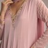 Pink Chinon Anarkali Suit With Cutdana And Sequins Work