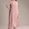 Pink Chinon Anarkali Suit With Cutdana And Sequins Work