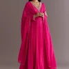 Pink Chinon Cutdana Embroidered Anarkali Dupatta Suit