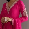Pink Chinon Cutdana Embroidered Anarkali Dupatta Suit