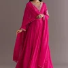 Pink Chinon Cutdana Embroidered Anarkali Dupatta Suit