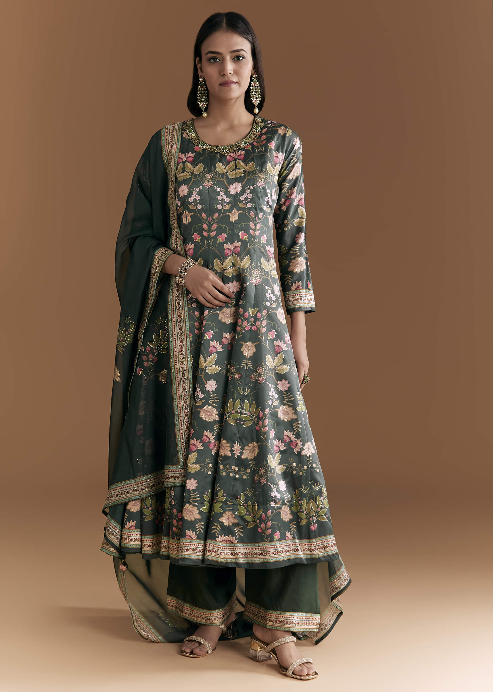 17854-dir-d20caec3b48a-l-variation-1.jpg Dark Green Silk Anarkali Suit With Floral Print