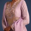 Lavender Tissue Embroidered Anarkali With Organza Dupatta