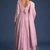 Lavender Tissue Embroidered Anarkali With Organza Dupatta