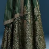 Dark Green Jacquard Silk Anarkali Suit With Festive Jacket Overlay