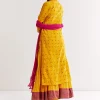 Yellow Bandhani Kurta Set With Pink Dupatta