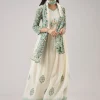 White Printed Anarkali With Beaded Handwork