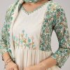 White Printed Anarkali With Beaded Handwork