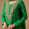 Green Silk Butti Work Anarkali Set