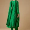Green Silk Butti Work Anarkali Set