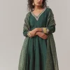 17907-green-sequin-embellished-silk-anarkali-set-1.webp Green Sequin Embellished Silk Anarkali Set