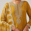 Mustard Yellow Zardozi Chinon Anarkali