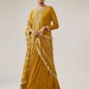 Mustard Yellow Zardozi Chinon Anarkali