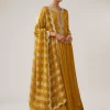 Mustard Yellow Zardozi Chinon Anarkali
