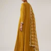 Mustard Yellow Zardozi Chinon Anarkali