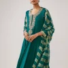 Green Zardozi Chinon Anarkali Suit With Dupatta