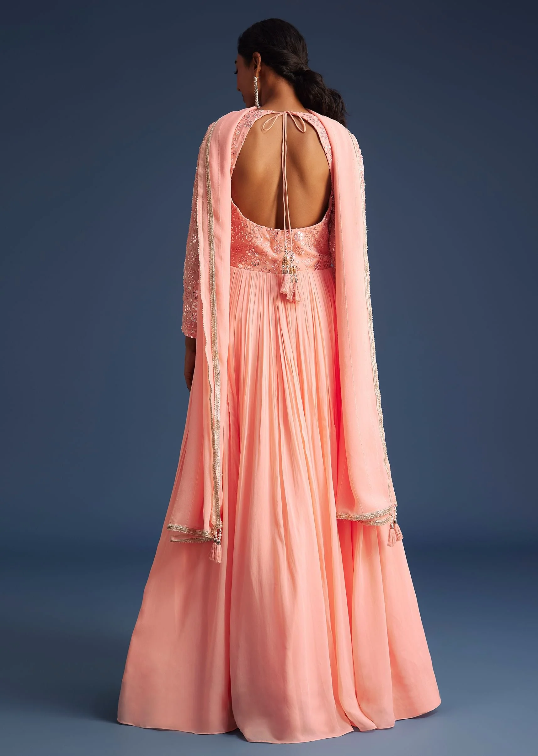17957-peach-georgette-anarkali-with-mirror-and-sequin-work-4.webp Peach Georgette Anarkali With Mirror And Sequin Work
