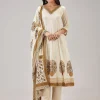 Yellow Printed Anarkali With Cut Dana Work