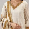 Yellow Printed Anarkali With Cut Dana Work