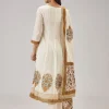 Yellow Printed Anarkali With Cut Dana Work