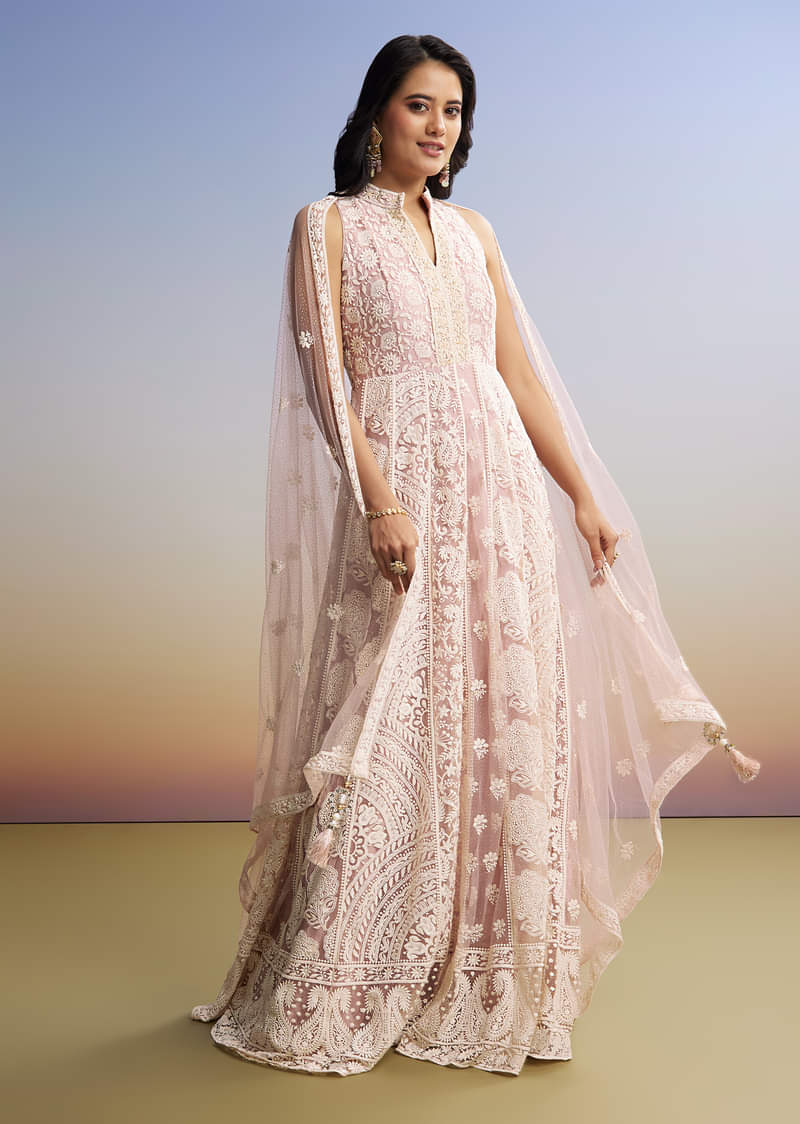 17977-pink-threadwork-anarkali-with-dupatta-1.jpg Pink Threadwork Anarkali With Dupatta
