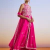 Pink Embroidered Front Slit Anarkali Suit With Dupatta