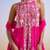 Pink Embroidered Front Slit Anarkali Suit With Dupatta