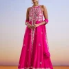 Pink Embroidered Front Slit Anarkali Suit With Dupatta