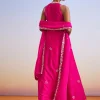 Pink Embroidered Front Slit Anarkali Suit With Dupatta